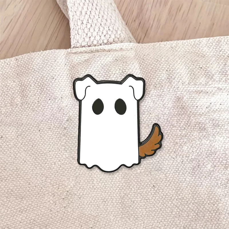 Cute Ghost Cat Thumbs Up Enamel Badge Kawaii Spirit Pin Halloween Metal Brooch Lapel Accessory Gift For Clothing Accessory