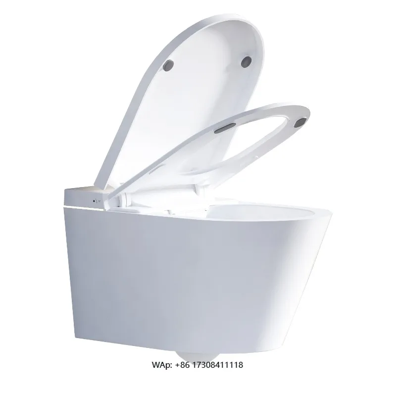 Premium Smart Toilet Wall-Mounted Automatic Lid Opening Sensor Seat Heating Remote Control Integrated Foam Shield for Home