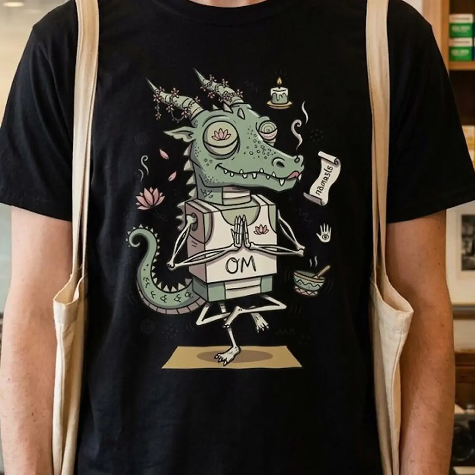 Yoga Dragon T Shirt Funny OM Namaste Meditation Zen Spiritual vintage Washed designer clothes fashion Unisex Casual Soft