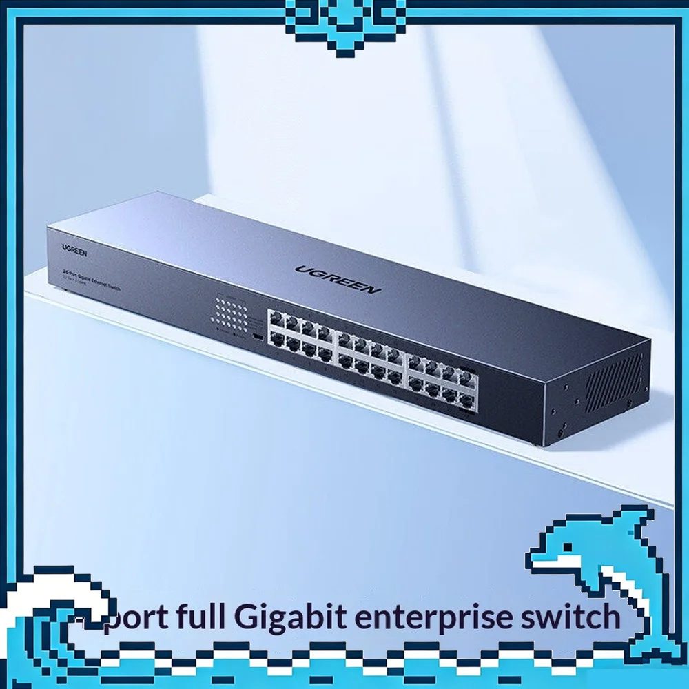 UGREEN CM950-85506 Gigabit Ethernet Switch 24 Port RJ45 Steel Housing 19 Inch Rack Mount Plug and Play for Office LAN CCTV