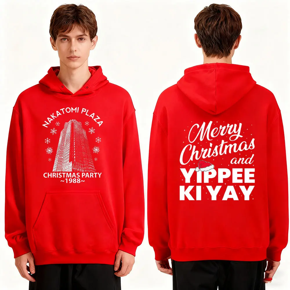 حفلة عيد الميلاد 1988 الكلاسيكية McClane يموت الصلب القبيح عيد الميلاد هوديي الرجال هوديس البرية بوبي ناكاتومي بلازا Crewneck البلوز