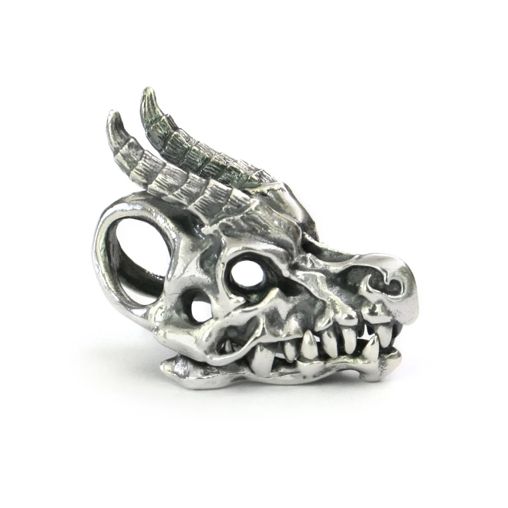 

Jaw Openable 925 Sterling Silver Dragon Skull Pendant Biker Jewelry TA51