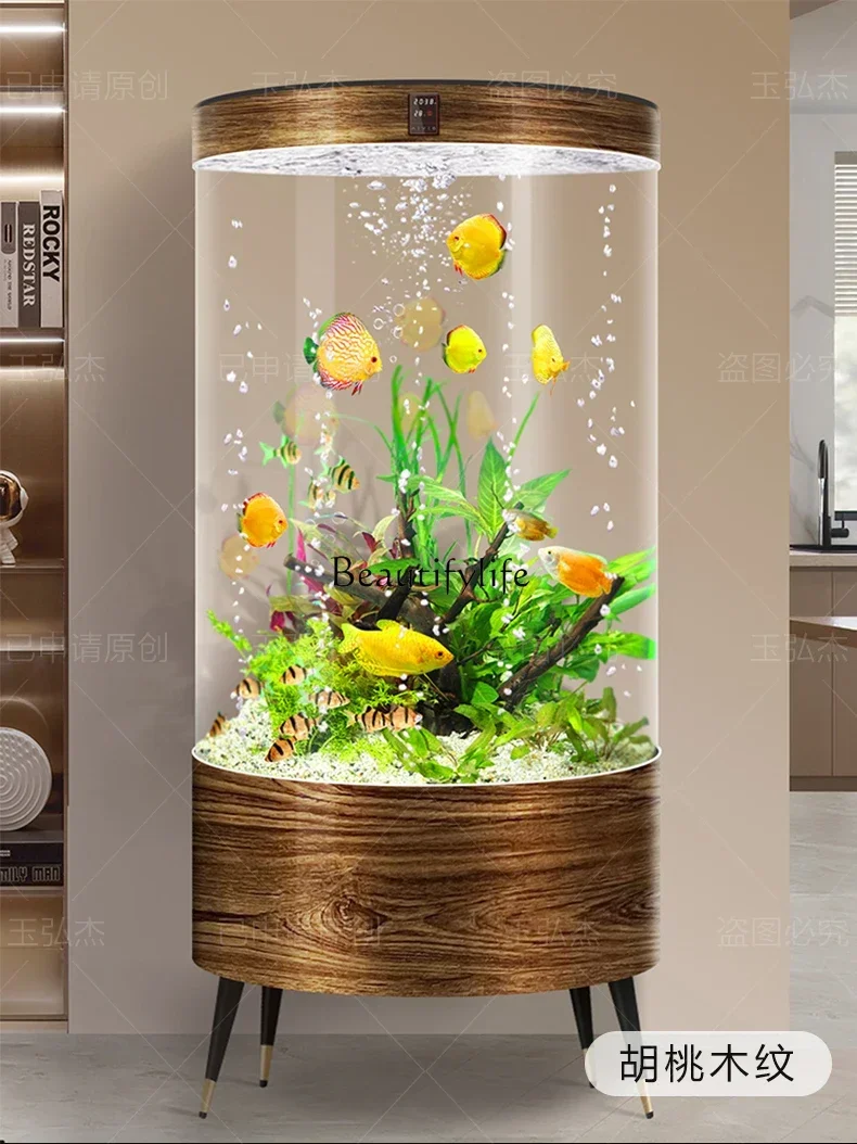 

ld14Creative Glass Fish Tank round Living Room Small and Medium Size Aquarium Loop Filter Change Water