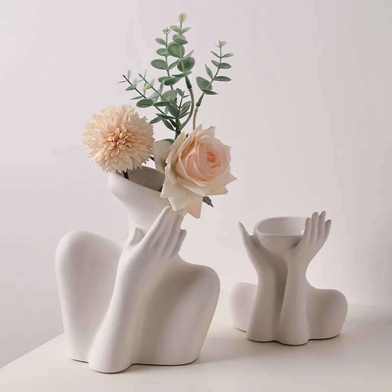 

Simple Body Art Ceramic Vase, High-end Home Living Room Flower Arrangement Decorative Ornaments