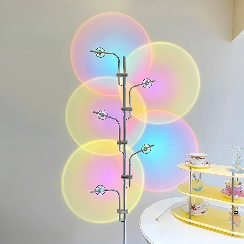 Light and shadow floor lamp, sunset ambient light, light luxury and simple live broadcast background projection light