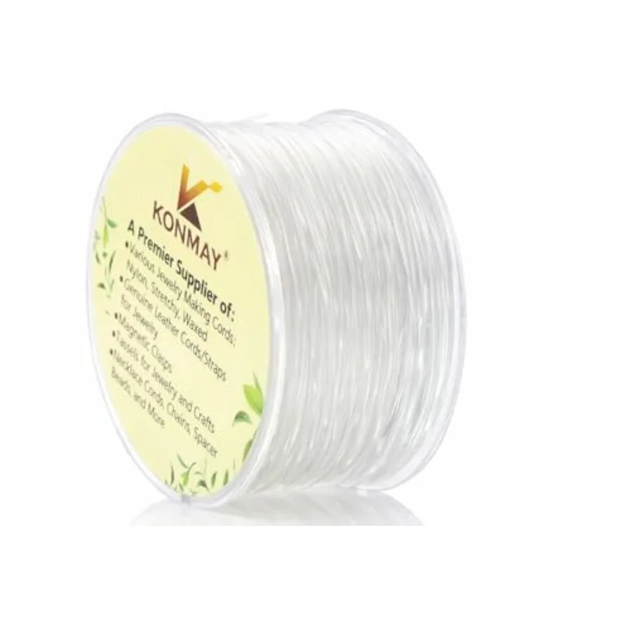 0.6mm TPU Crystal Elastic String with Dispenser, 130 Yards Round Stretch Beading Cord for Seed Beads, Bracelets and Jewelry Mak