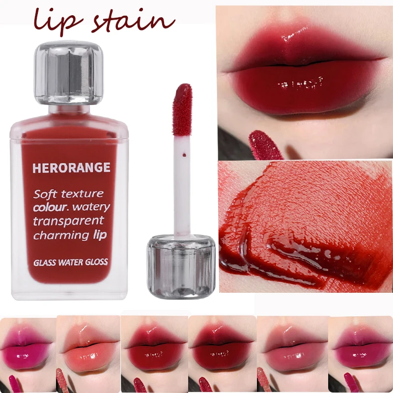 HERORANGE Fruit Juice Hydrating Lip Gloss Long Lasting Smooth Moisturizing Mirror Lip Glaze 6 Colors Available Makeup Tools