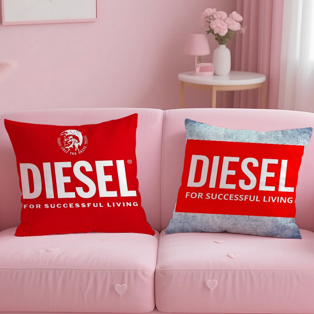 Diesel Bran Logo Essential Square Pillow Case Anti-dustmite Pillowcase Invisible zipper silky short plush Sofa cushion cover
