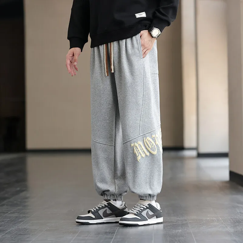 Oversize M-8XL Men's Cotton Sweatpants 2025 Spring Autumn Outdoor Sportswear Drawstring Casual Pant Loose Elastic Jogger Trouser