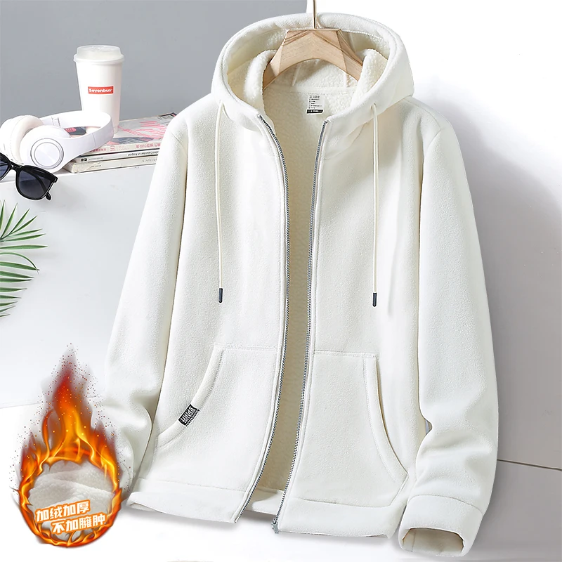 2023 Autumn/Winter New Classic Fashion Trend Solid Color Hooded Jacket Men\'s Casual Loose Comfortable Warm Plus Size Coat M-5XL