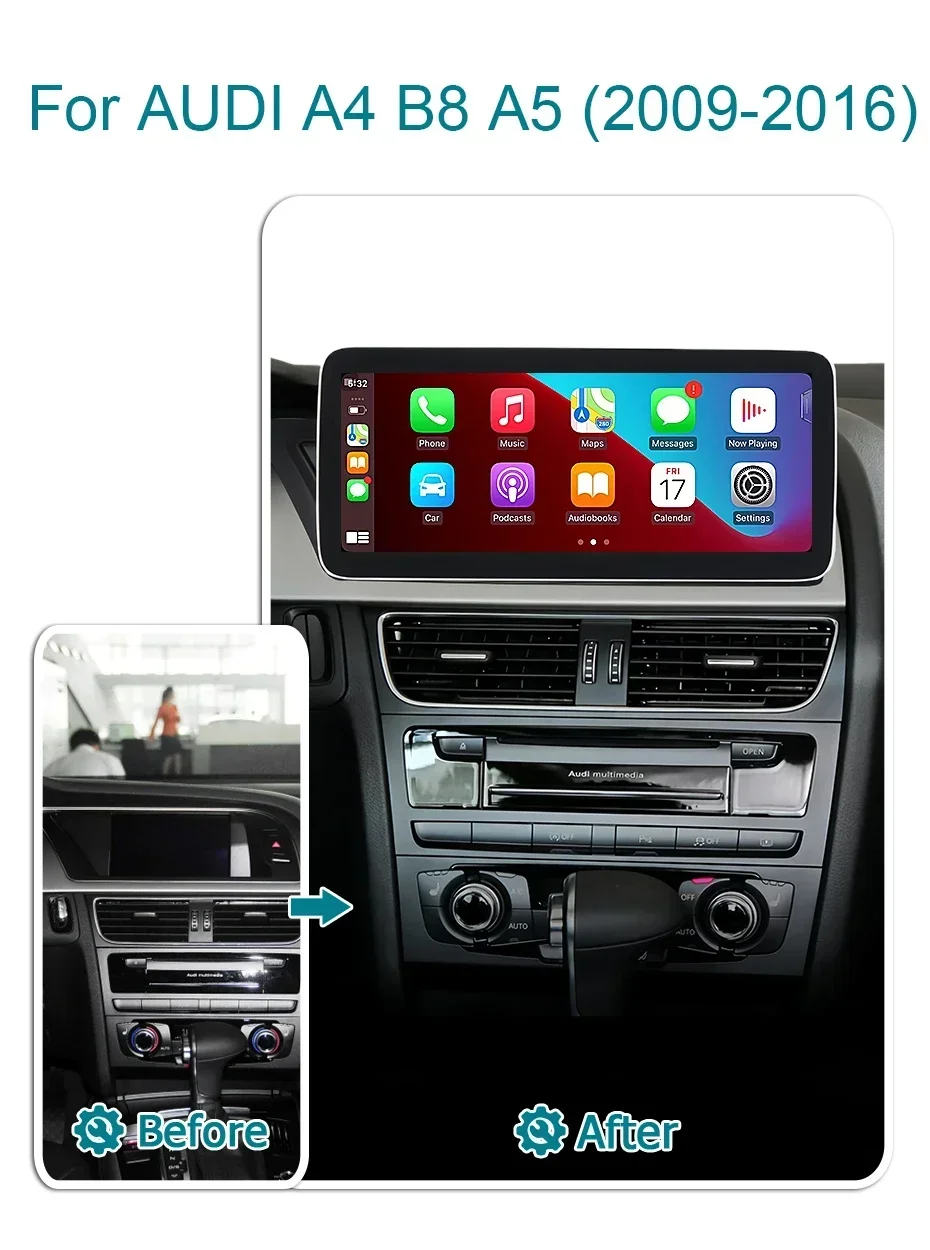 8 Core Wireless Carplay Android 14 Auto Auto Radio 2 DIN Für Audi A4 B8 A5 2009-2015 Stereo 1920*720 Bildschirm Multimedia-Player GPS – Detail 1