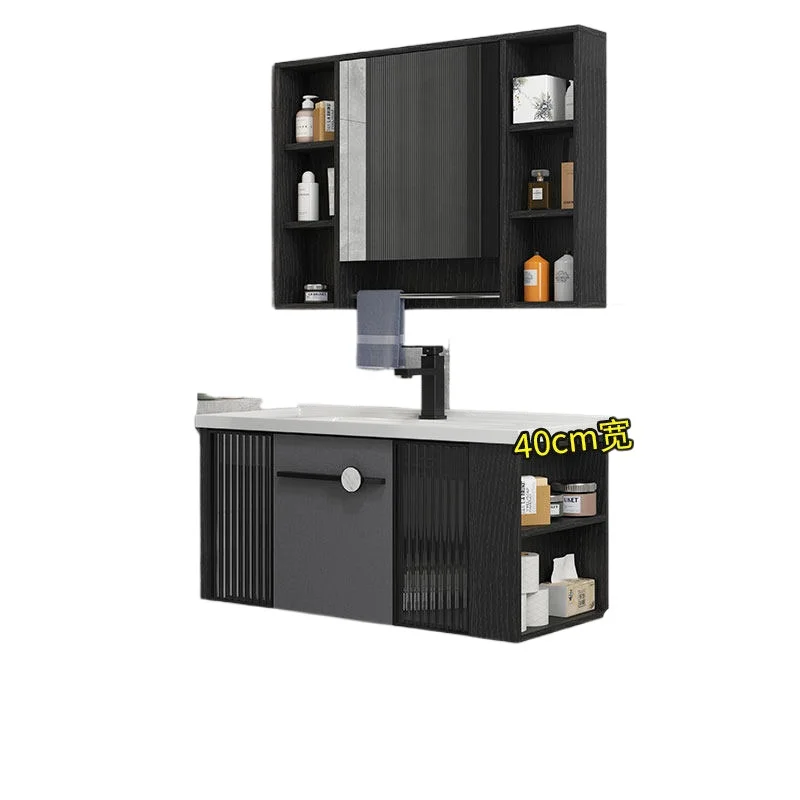 Super narrow solid wood bathroom cabinet 40cm wide side with cabinet storage washbasin cabinet small apartment
