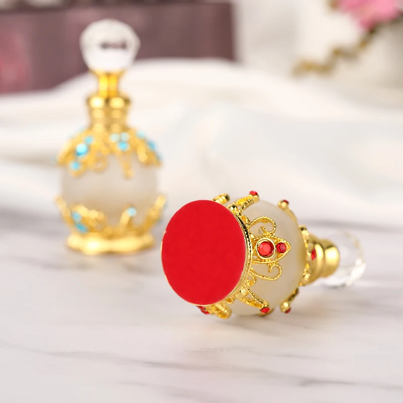 15ml European Middle East Metal Alloy Patented Jewelry Perfume Bottle Empty Glass Essential Oil Attar Bottle#81111S