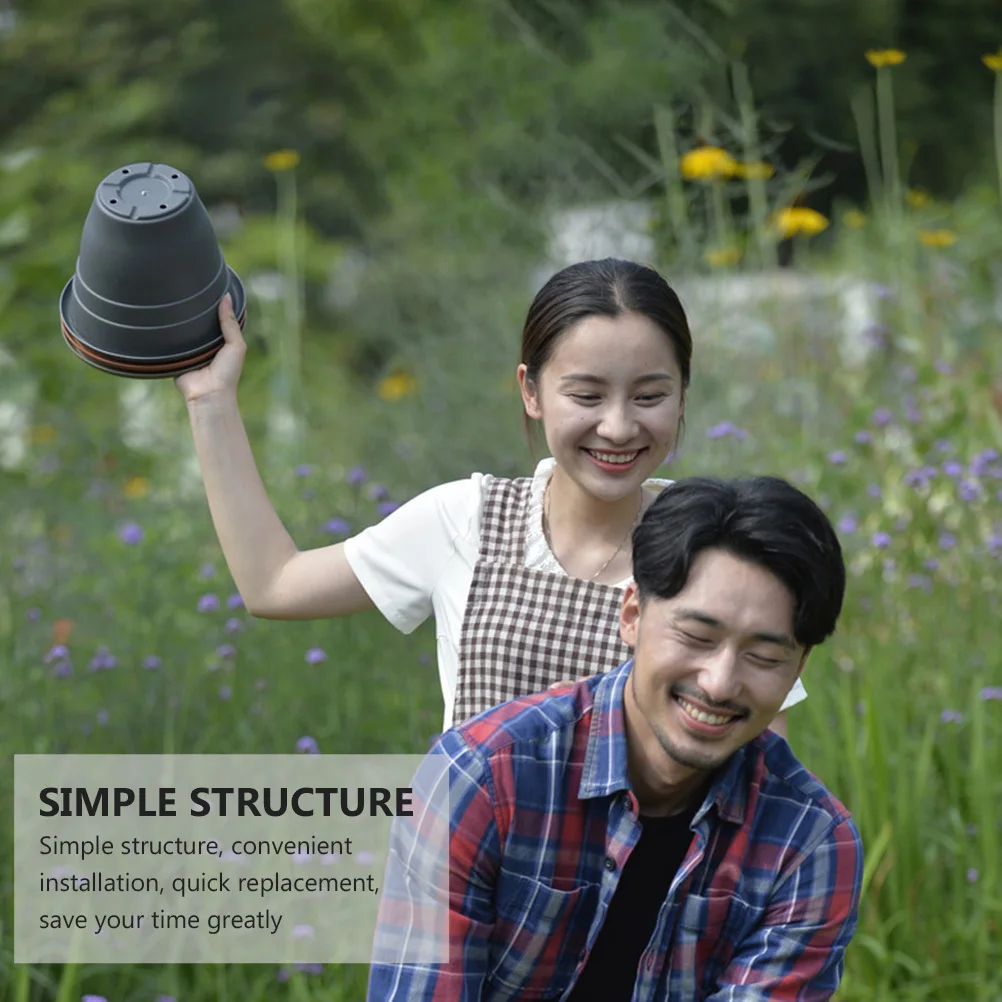 

3pcs Plastic Flower Pot Modern Resin Planters For Indoor Outdoor Garden Balcony Home Office Use Durable Round Planter