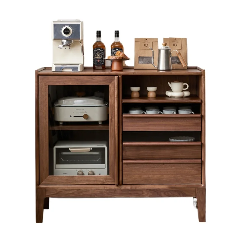 

North American Black Walnut Side Cabinet Solid Wood Multifunctional Nordic Living Room Storage Cabinet
