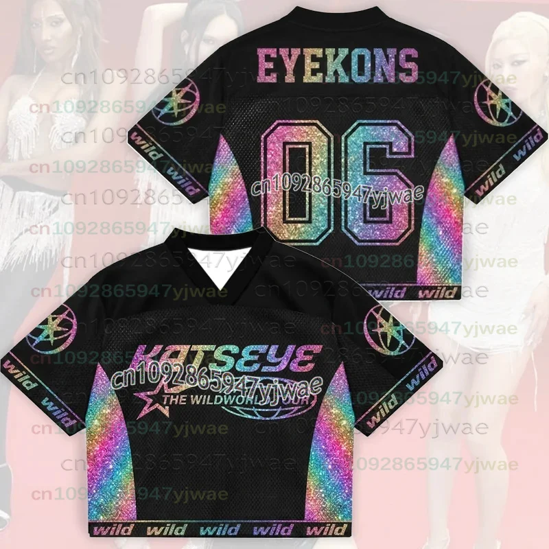 2026 Neues leuchtendes Katseye The Wildworld Tour Mesh-Jersey Geschenk für Eyekons Laser Dazzling Color Schwarzes T-Shirt für Männer und Frauen Fans-Oberteile – Detail 5