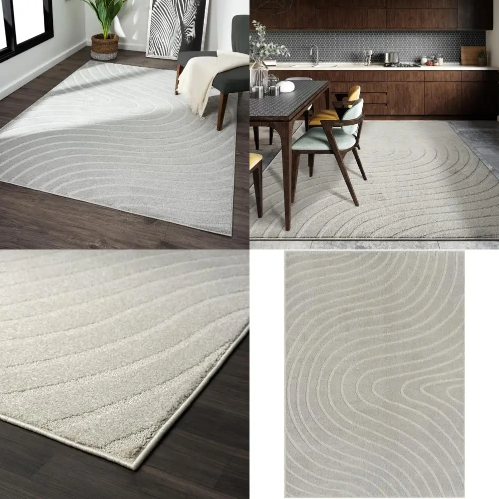 

Современный геометрический волнистый серый коврик, 4x6, современный дизайн для гостиных