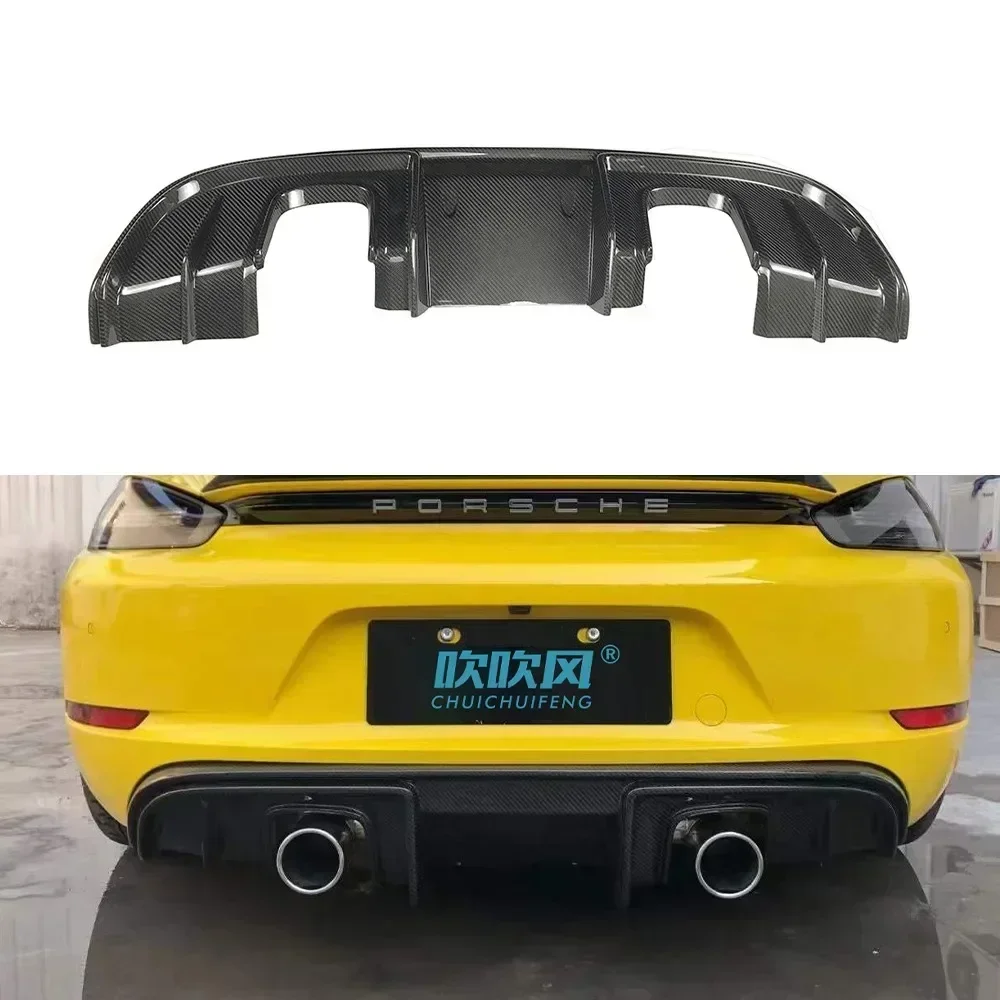 New! For Porsche 718 Change GT4 Cayman/Boxster High-quality Dry Carbon Fiber Body Kit Rear Bumper Lip Rear Diffuser Car Accessor