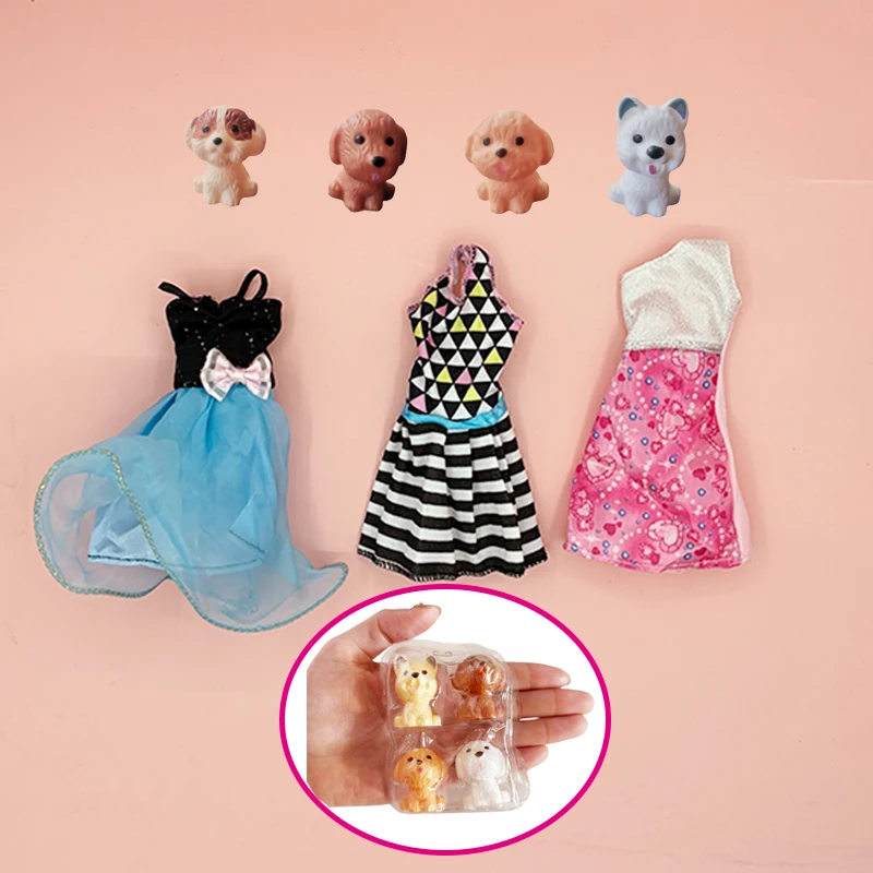 Mode Rock Kleid mit Hund Welpen Set für 30cm Puppen niedlichen Mini Welpen 11,5 Puppe Zubehör Spielset Spielzeug für Mädchen Geschenk