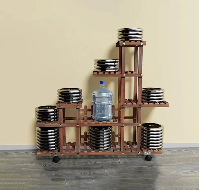 Rak Bunga Balkon Rumah Tangga Kayu Solid Multi-layer Rak Pot Sukulen Indoor Outdoor Ruang Tamu Rak Pot Gantung Bonsai Meja