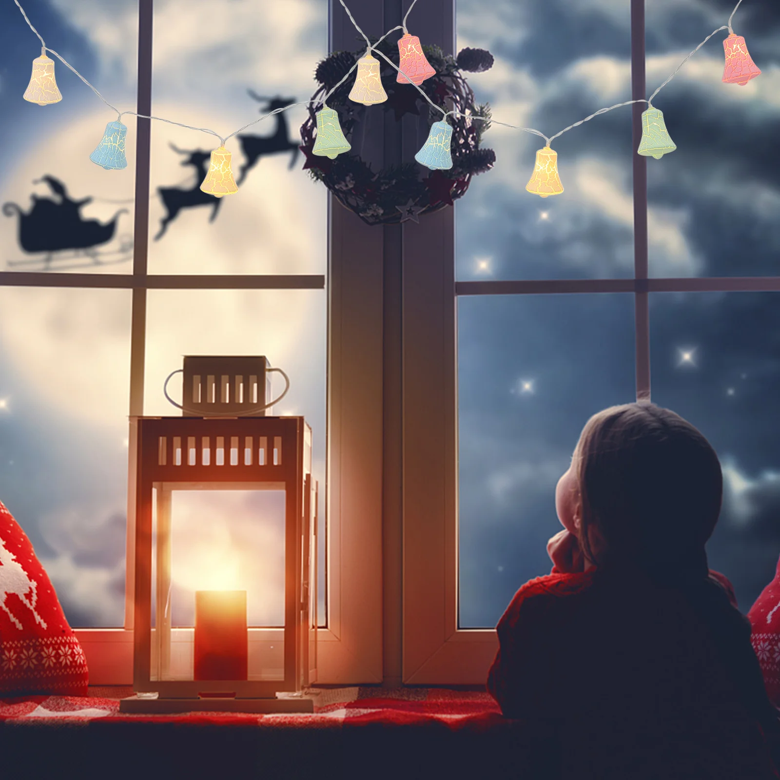 1Set Decorative Crack Pattern Bell String Light LED Creative Lamp Scene Adornment for Outdoor Garden Party String Lamp