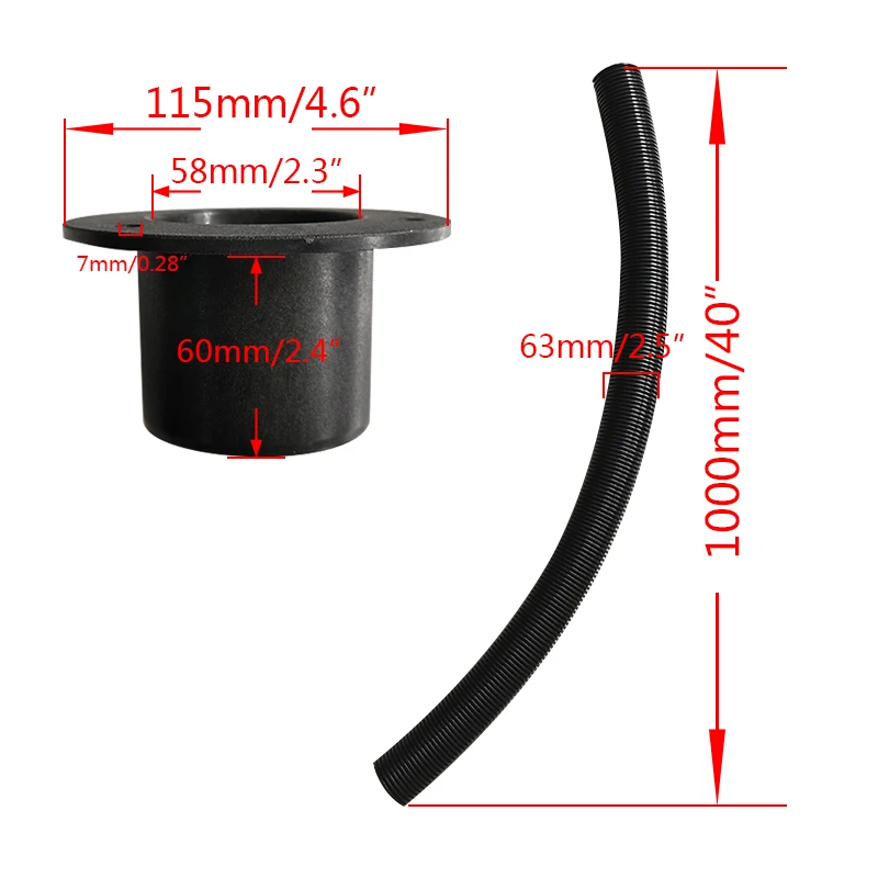 ISURE MARINE Black PP Wire Harness Corrugated Pipe Black Hose Kit Impact Resistant Marine Safety Standard Hose Boat Accessories