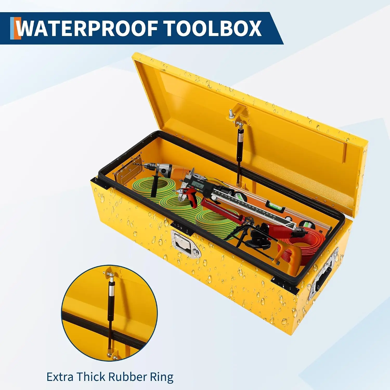 Tacleekii Heavy Duty Lockable Steel & Aluminum Truck Bed Tool Box Waterproof Underbody Storage Chest with Gas Struts, Side Handle & Security Keys – Metal Organizer for Pickup Trucks, RVs, Trailers
