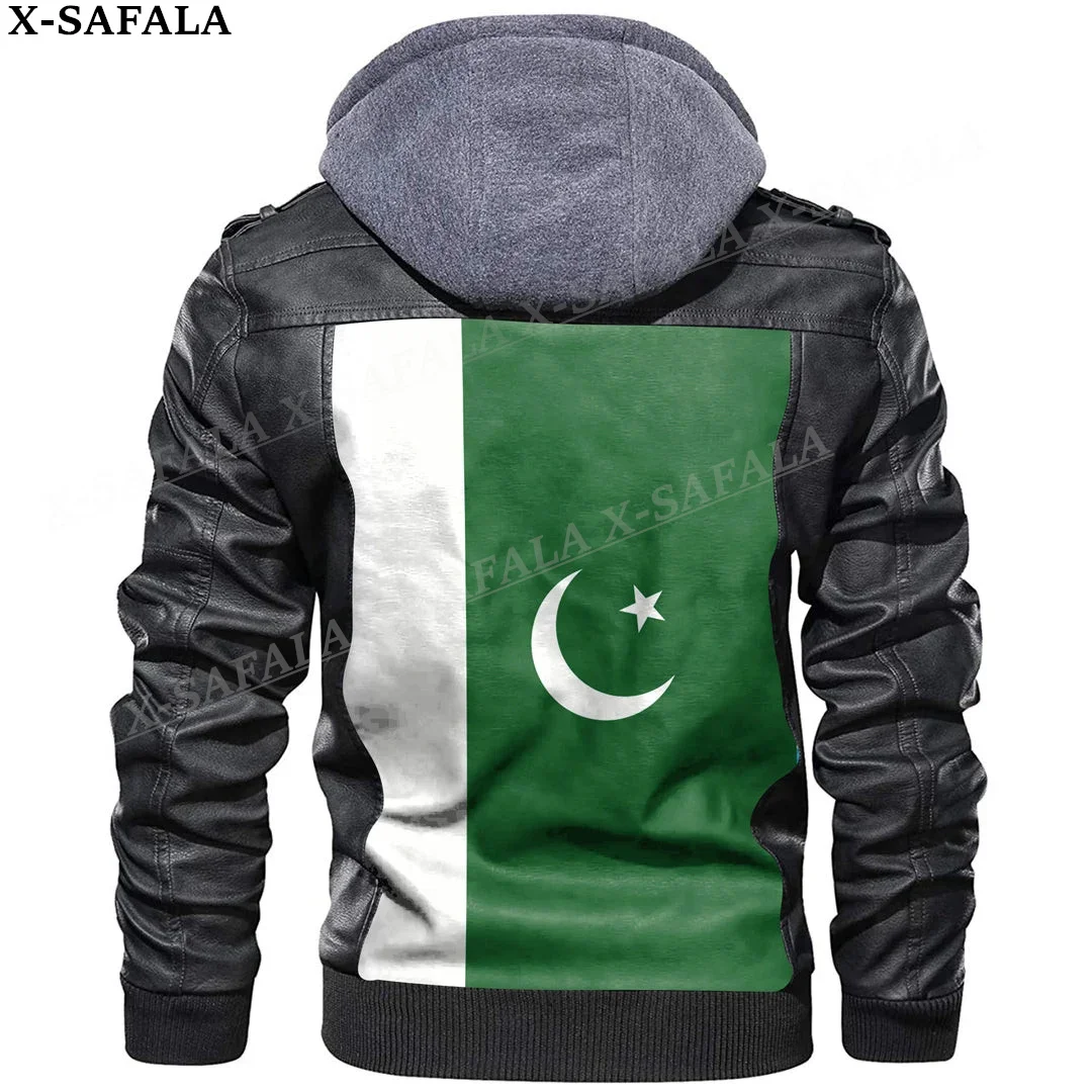 

Pakistan Country Flag Leather Jacket Men Winter Fleece Motorcycle Faux Leather Jacket Removable Fur Collar Windbreaker Coat-1