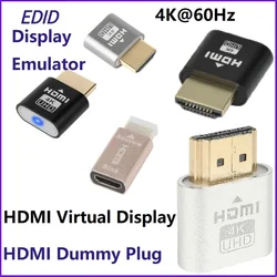 Hdmiパイソンプラグディスプレイエミュレーター、仮想モニター、ヘッドレスディスプレイアダプター、ddc edid、ghost、2個