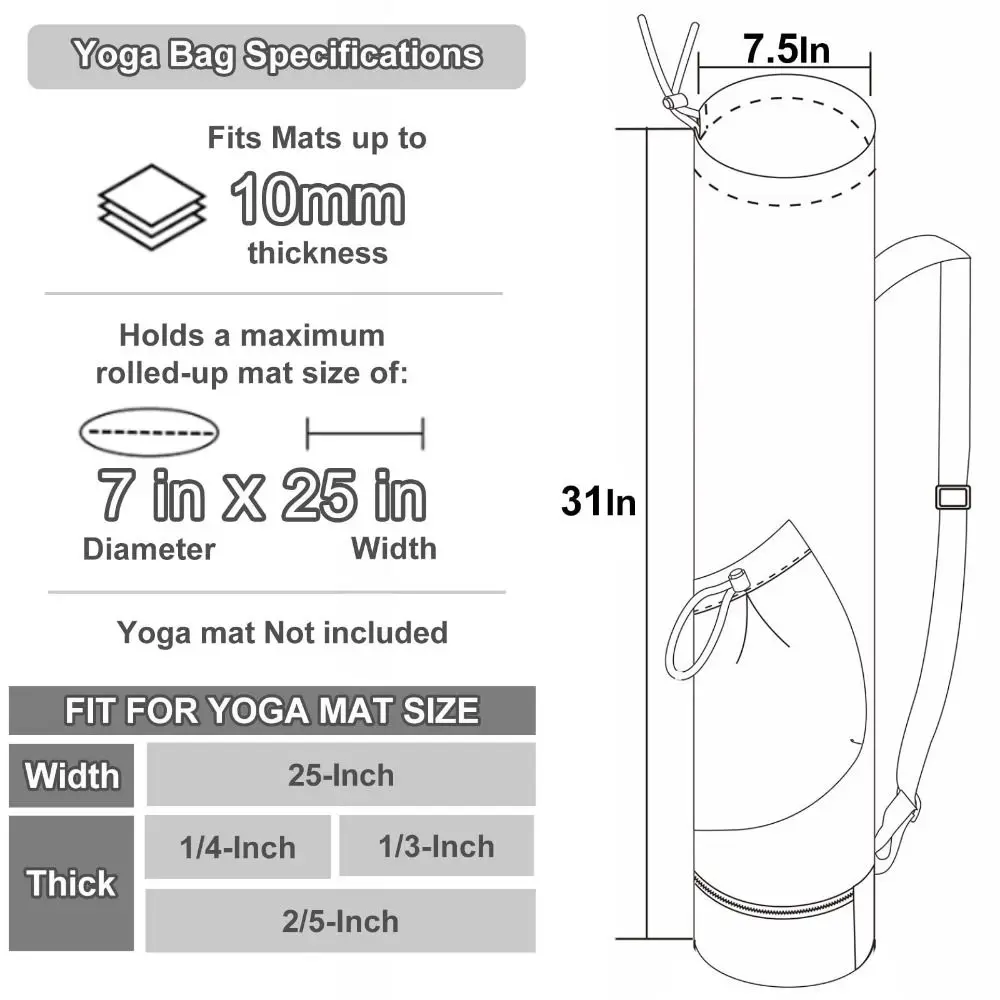 Large Capacity Yoga Mat Bag Adjustable Shoulder Straps Drawstring Breathable Sports Bag Convenience Waterproof
