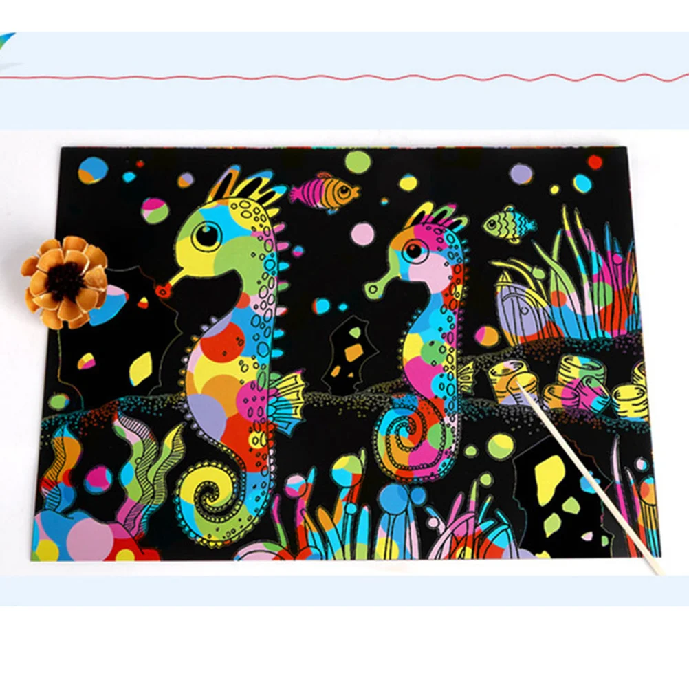 

Скретч-бумага, черный матовый набор для рисования граффити «сделай сам», для детей, творческое искусство, ремесло, развивающий подарок