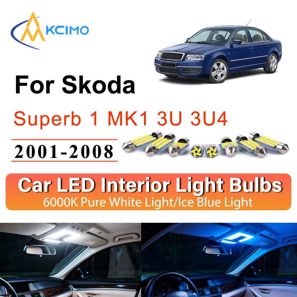 Ambient Interior Light Kit Plug and Play For Skoda Superb 1 MK1 3U 3U4 2001-2008 Car LED Footwell Map Dome Trunk Lamp Direct Fit