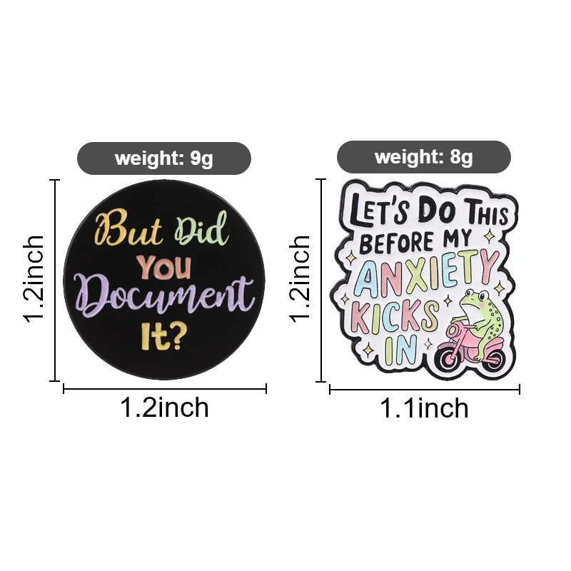 Mental Health Anxiety Enamel Pins Did You Document It Brooches Frog Scooter Lapel Badge Sarcasm Jewelry Gift for Friends