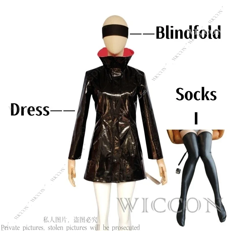 Gojo Satoru Cosplay Costume Wig Genderswap Black Suit Halloween Anime Party Dress For Woman Socks Role Play Sexy Gojo Satoru