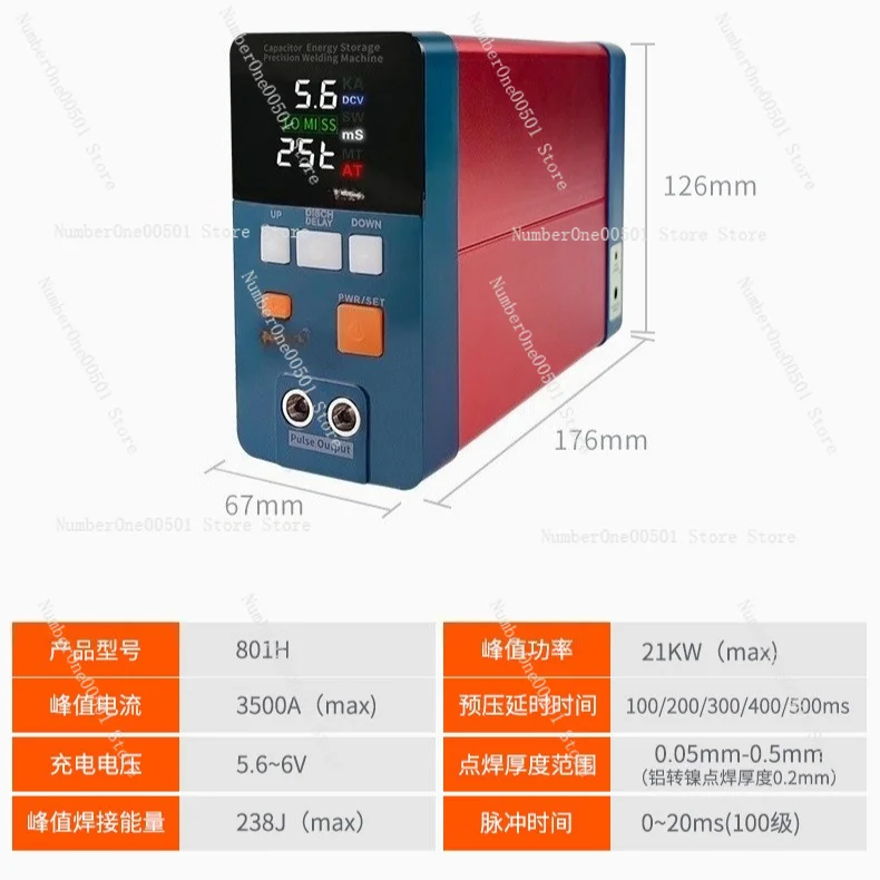 801H Lithium Battery Spot Welding Machine High Power Pulse Touch Welding Large Monomer Aluminum To Nickel Welding