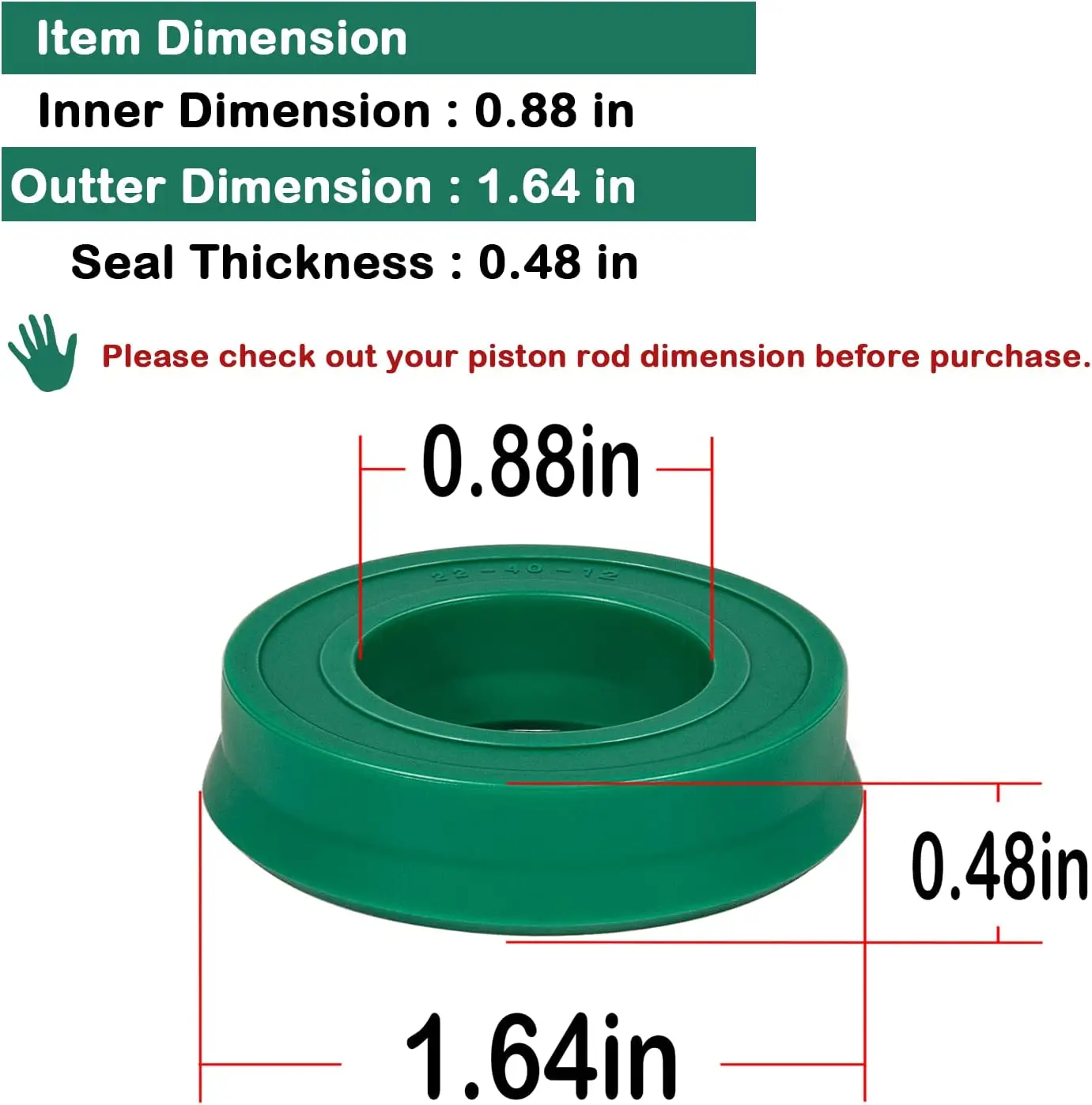 TM Hydraulic Jack Piston U-Cup Seal for 2 TON Floor Jack & 328 Series Sears-328.12001, 328.12002, 328.12160/ASTRO /Snap On/MAC