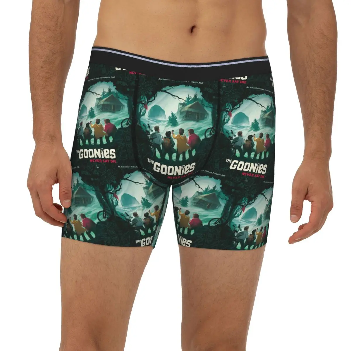 

Goonies Never Say Die! Длинные трусы-боксеры с потертостями, короткие мужские трусы, нижнее белье для мужчин, подарки бойфренду