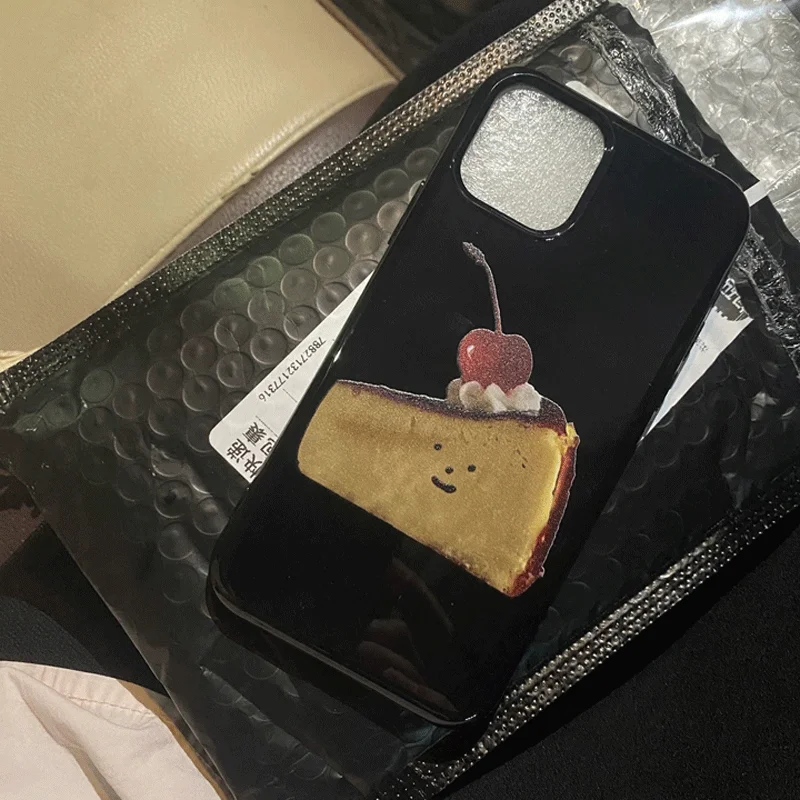 Korean Mousse Cherry Cake Phone Case For iPhone 16 Pro Max 15 Pro 14 13 12 11 Pro X Xr Xs max Mini 7 8 Plus Cute Y2K Phone Case