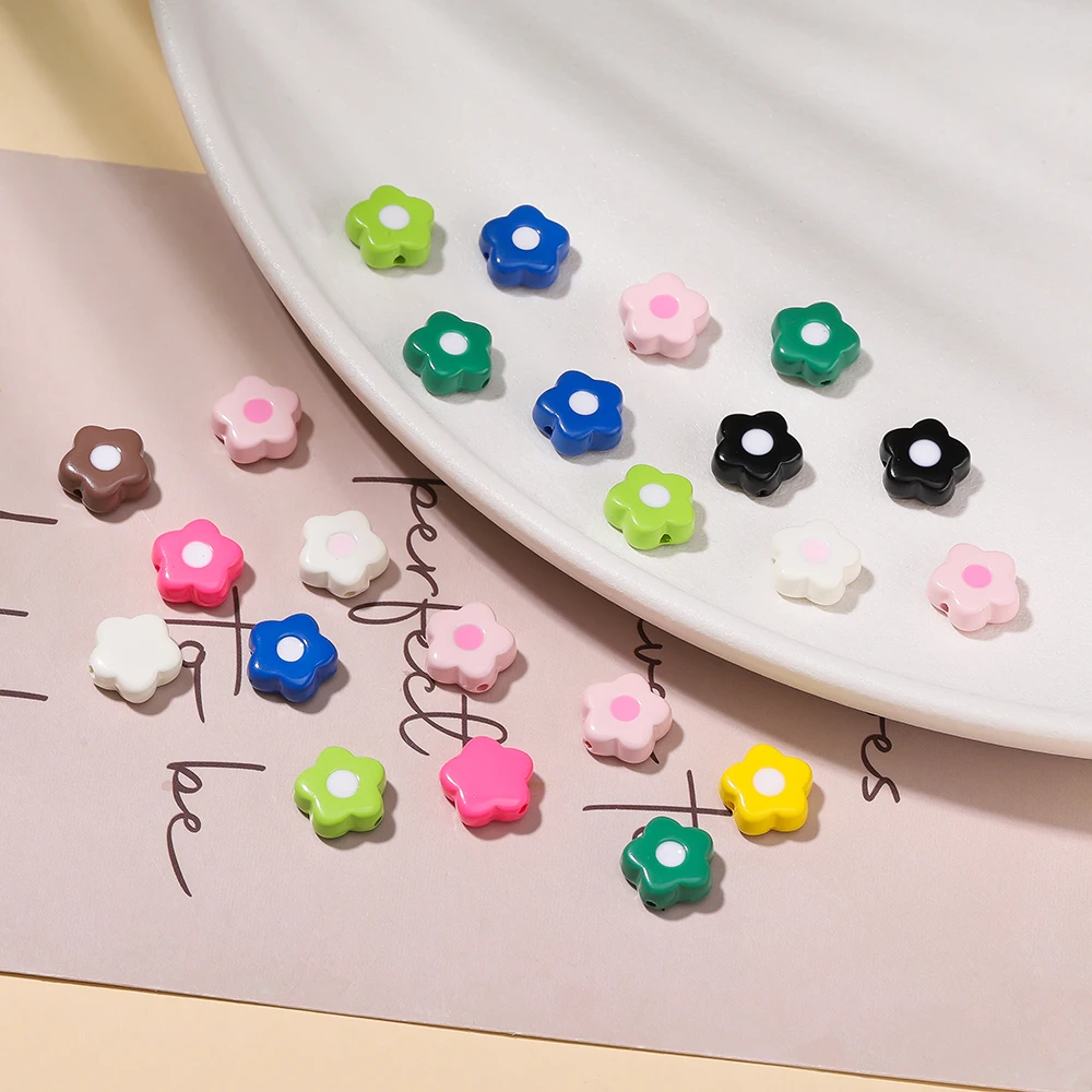 

5Pcs 9.5x10mm Acrylic Dopamine Cute Small Flower Bead Loose Beads for Jewelry Making DIY Bracelet Necklace Accessories