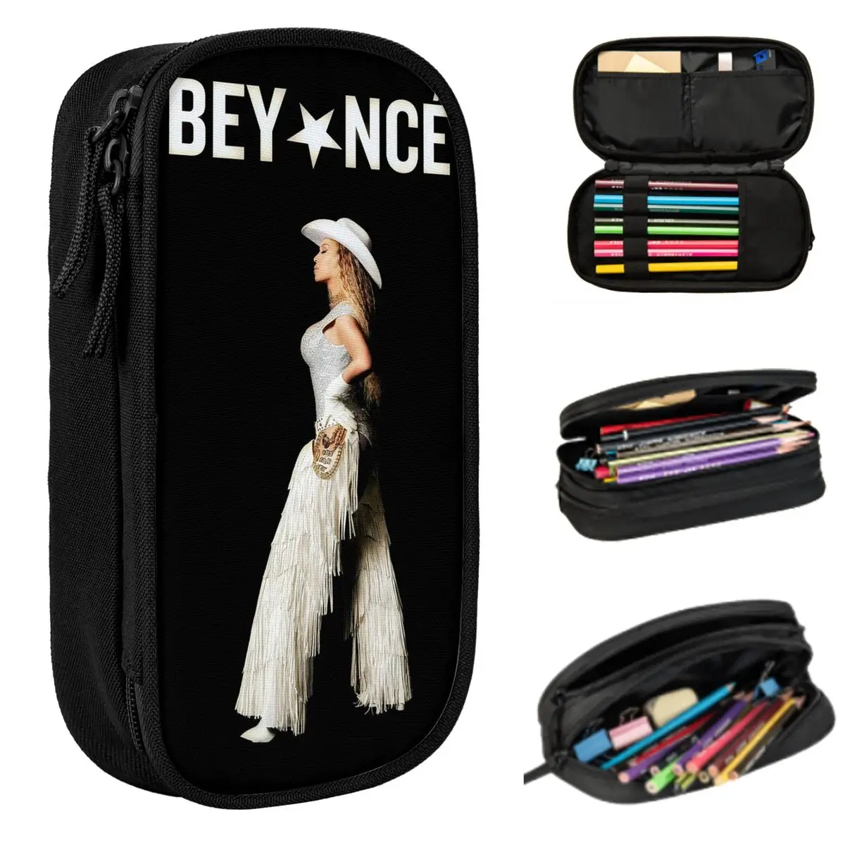 Sängerin Beyoncé Cowboy Carter 2025 Tour Federmäppchen für Kinder, Geschenke, Stiftbox, Stifttasche, Schreibwaren, Stifthalter-Tasche