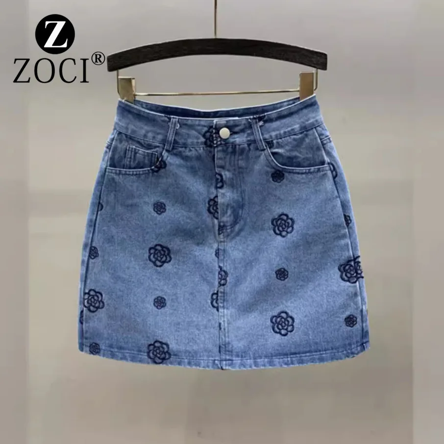 ZOCI-Falda corta bordada con flores para mujer, prenda femenina de medio cuerpo con diseño de alta calidad, estilo industrial, Verano