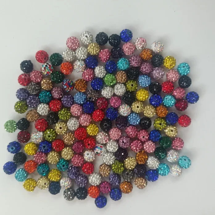 50pcs/lot  6 Rows Quality 10mm 30 Colors 2 Holes Polymer Clay Glitter Rhinestone Crystal Ball crystal Beads DIY Loose Beads n3