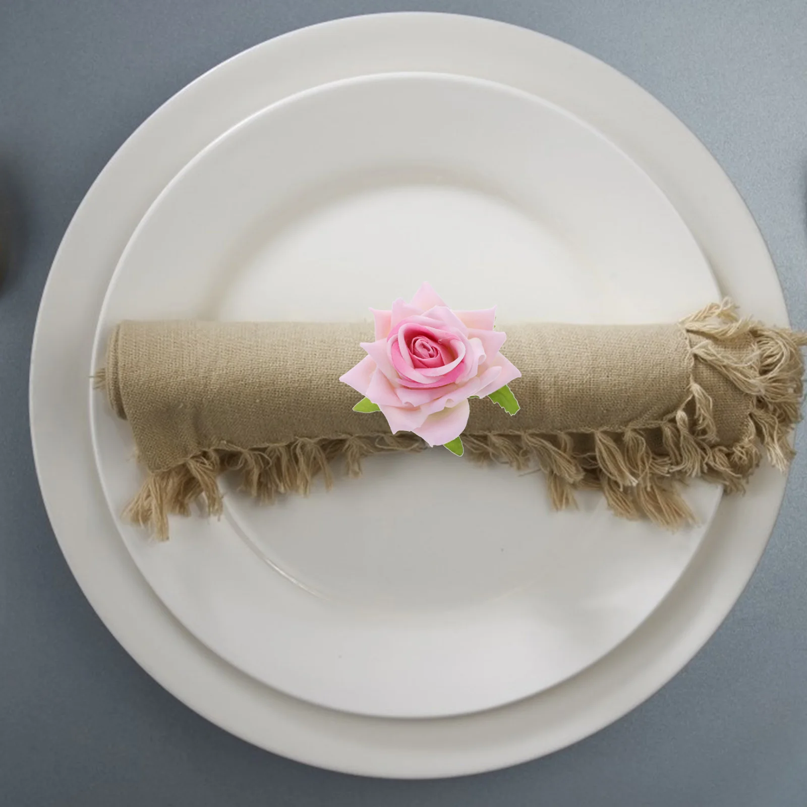 

12Pcs Exquisite Flower Shaped Napkin Holders Stylish Dining Table Decoration for Formal Gatherings Holidays New Year