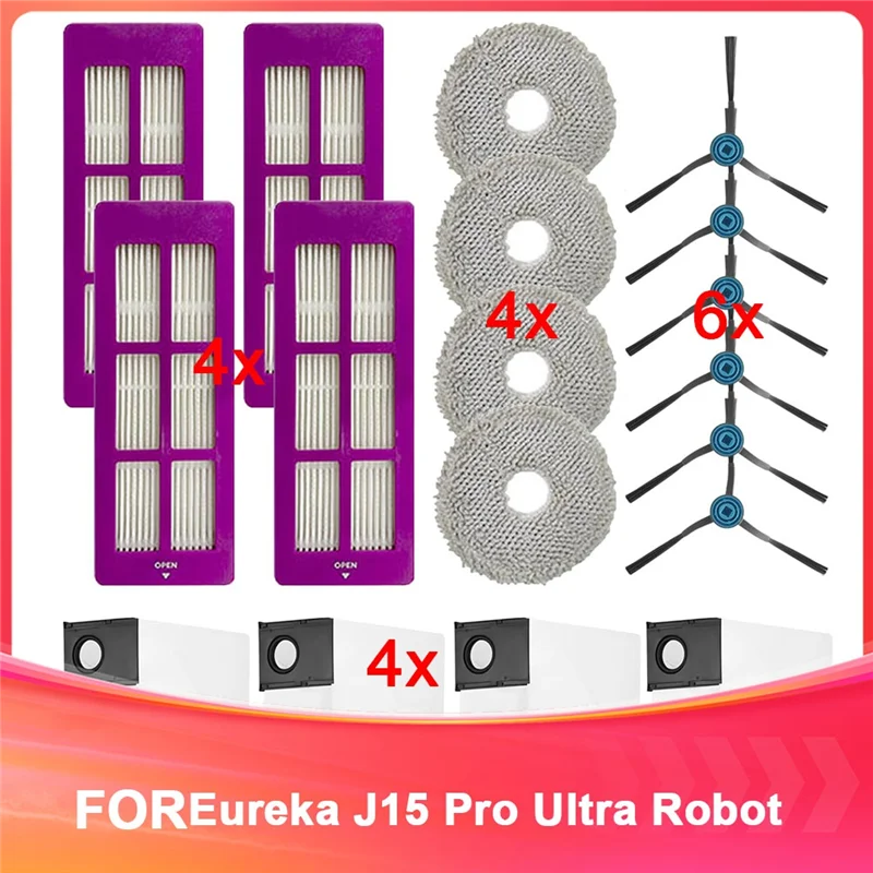 

BAAG-Accessory For Eureka J15 Pro Ultra Robot Vacuum Cleaner Parts, Washable And Reusable,Filters,Side Brushes,Mop,Dust Bags