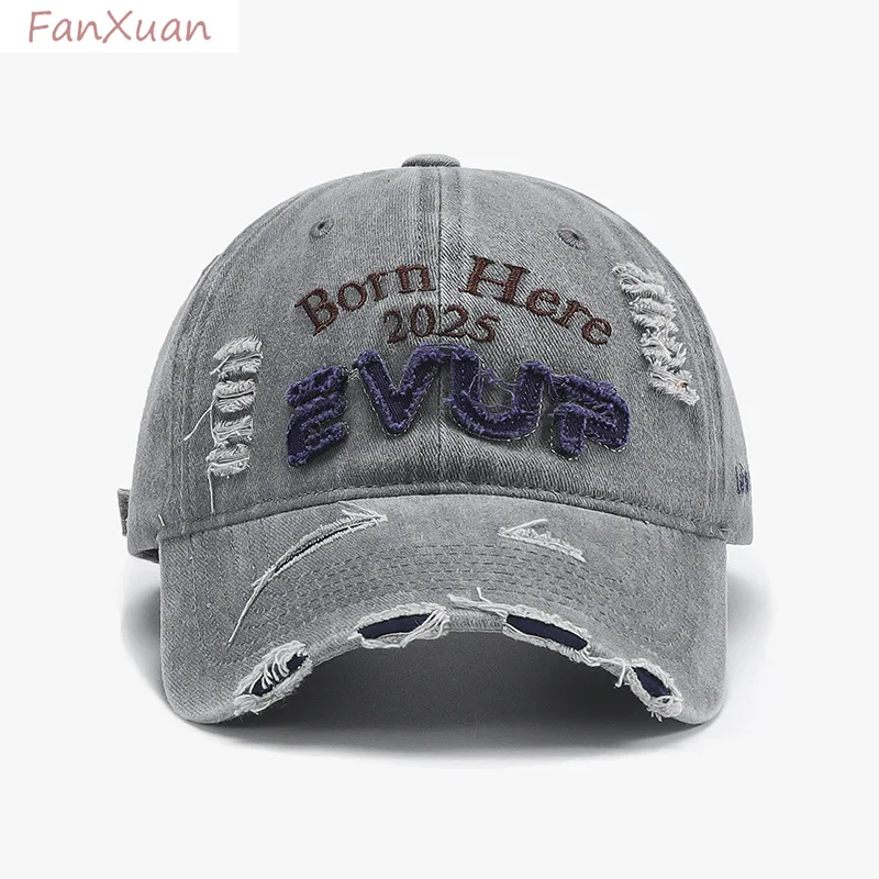 

Unstructured baseball cap cotton unisex women and men vintage distressed letters dad caps