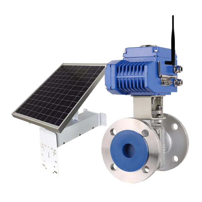 Solar Power GSM/LoRa Web HTTP Control 2 Way 3 Piece Ball Valve On Off Electric Actuator Ball Valve Stainless Steel Ball Valve