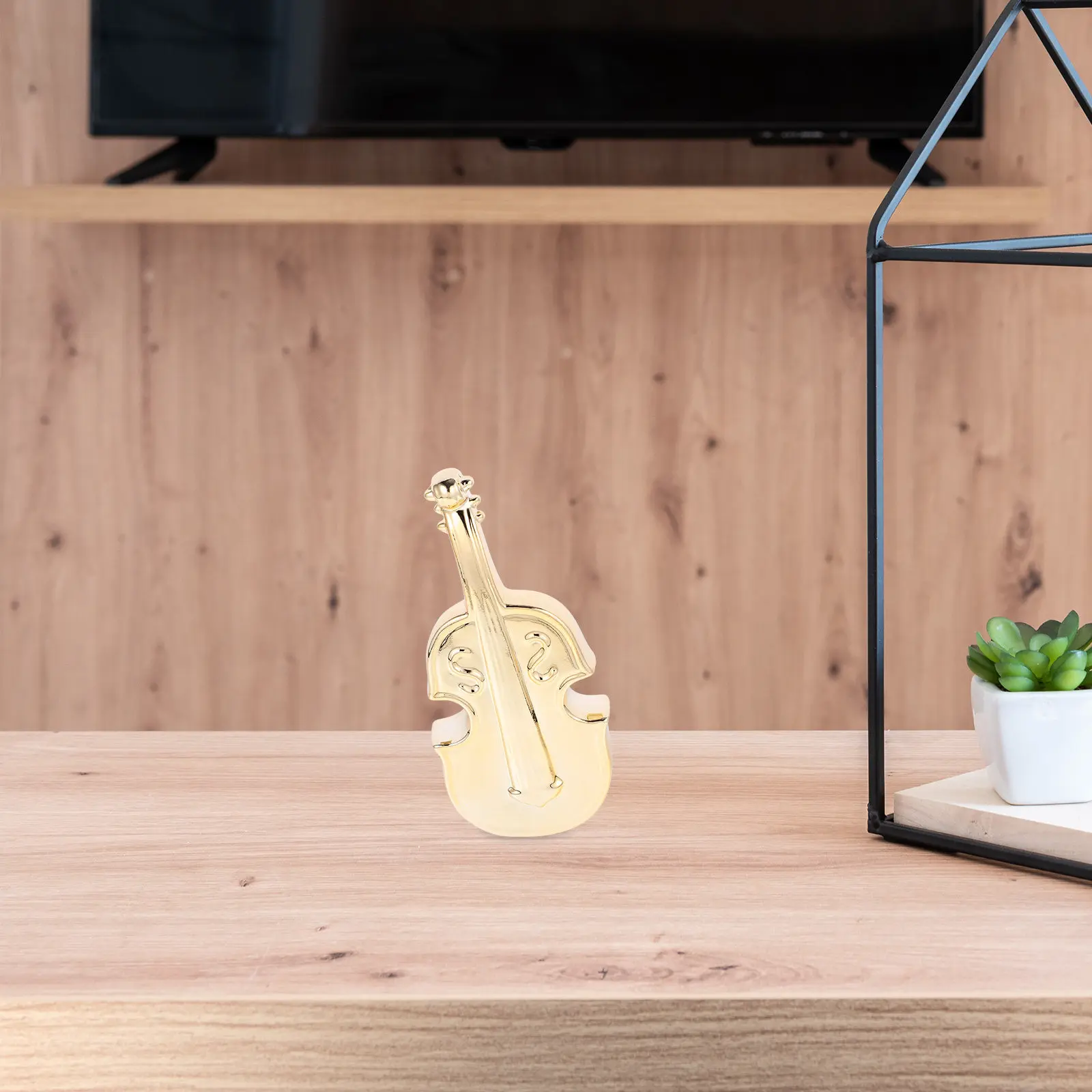 Ceramic Cello Decoration Desktop Adornment Musical Instrument Craft Vintage Style Home Office Restaurant Indoor Decor Glossy