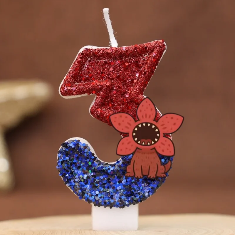 Stranger Story Theme Digital Candle Number 0-9 Kids Birthday Cake Decoration Supplies Cartoon Party Accessories Supplies