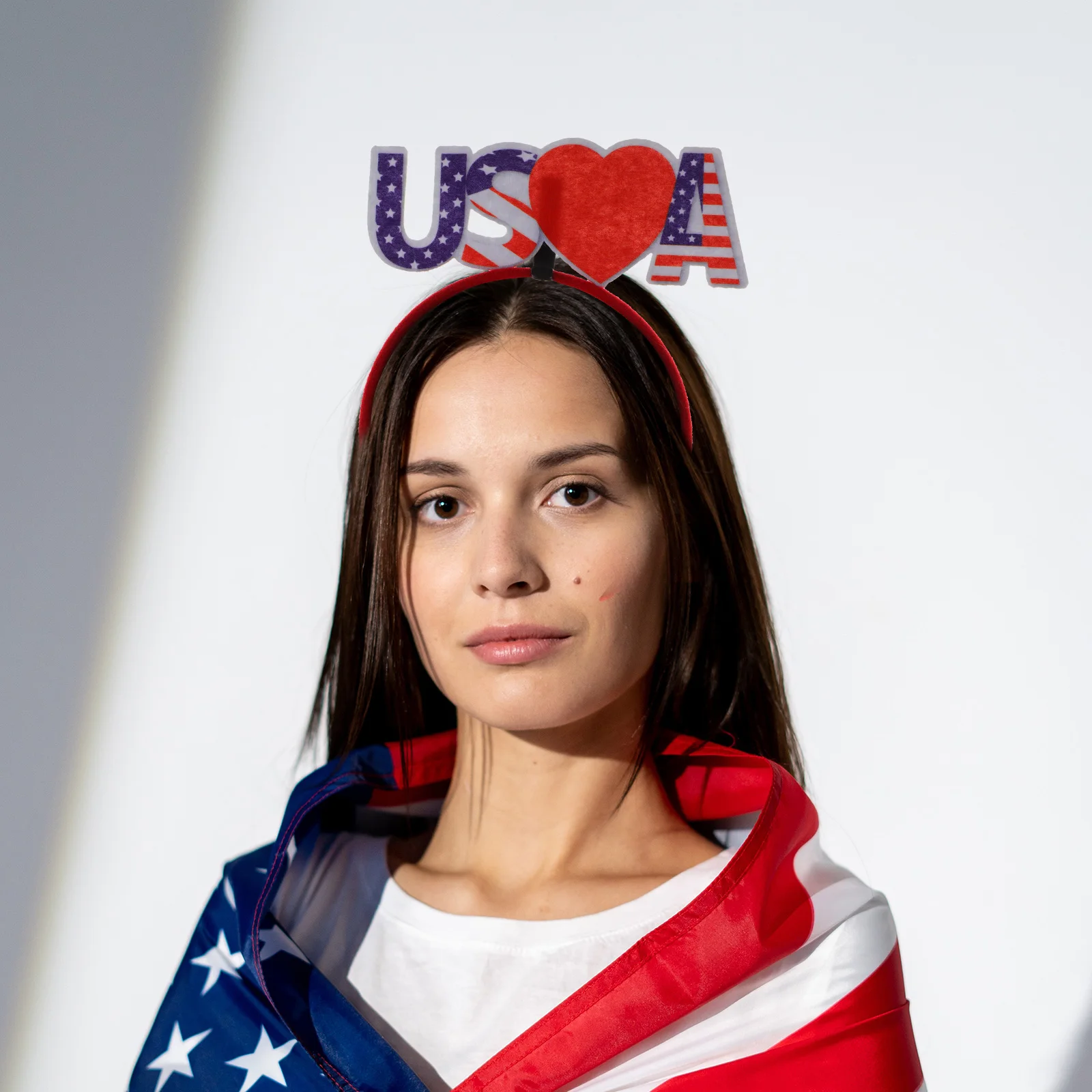 

4pcs Flag Headband Hair Accessories Patriotic Felt Plastic Hoops Party Decorative Hairband Independence Day Headdress