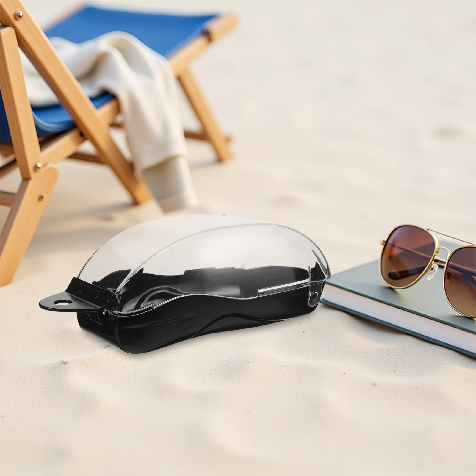 Caja de equipo de snorkel portátil, tapa transparente, estuche de almacenamiento para gafas de natación, a prueba de golpes, a prueba de arena, para vacaciones en la playa, buceo